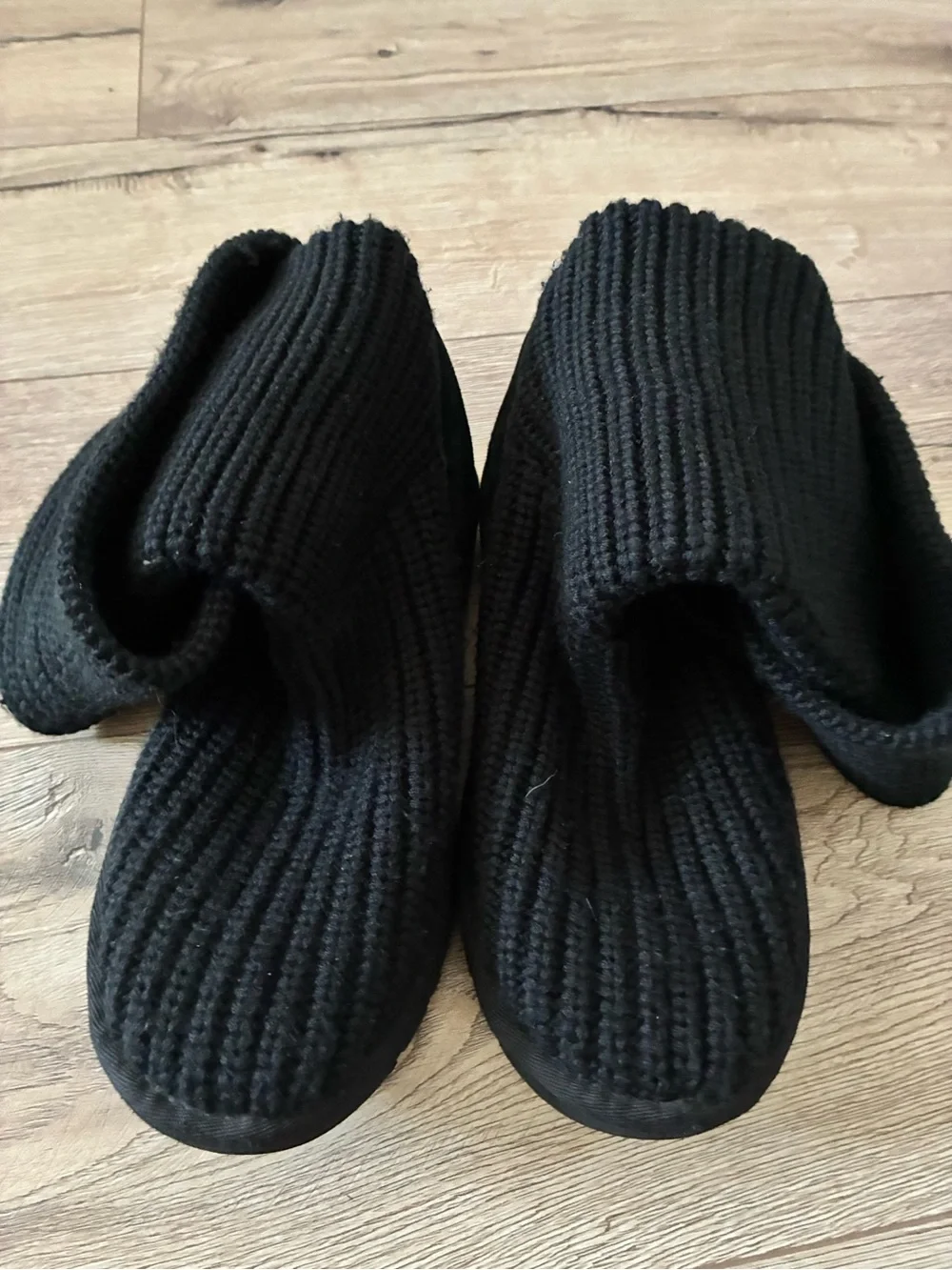 UGG Women’s Classic Tall Fold-over  Black Knit Boots size 8
